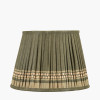 Samaira 30cm Olive Silk Border Print Mushroom Pleat Tapered Lampshade