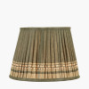 Samaira 30cm Olive Silk Border Print Mushroom Pleat Tapered Lampshade