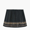 Samaira 35cm Black Silk Border Print Mushroom Pleat Tapered Lampshade