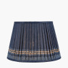 Samaira 35cm Denim Silk Border Print Mushroom Pleat Tapered Lampshade