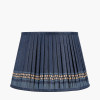 Samaira 35cm Denim Silk Border Print Mushroom Pleat Tapered Lampshade