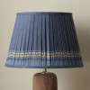 Samaira 35cm Denim Silk Border Print Mushroom Pleat Tapered Lampshade