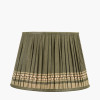 Samaira 35cm Olive Silk Border Print Mushroom Pleat Tapered Lampshade