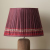 Samaira 35cm Red Silk Border Print Mushroom Pleat Tapered Lampshade
