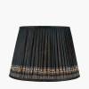 Samaira 40cm Black Silk Border Print Mushroom Pleat Tapered Lampshade