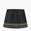 Samaira 40cm Black Silk Border Print Mushroom Pleat Tapered Lampshade