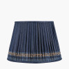 Samaira 40cm Denim Silk Border Print Mushroom Pleat Tapered Lampshade