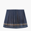 Samaira 40cm Denim Silk Border Print Mushroom Pleat Tapered Lampshade