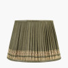 Samaira 40cm Olive Silk Border Print Mushroom Pleat Tapered Lampshade