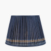 Samaira 45cm Denim Silk Border Print Mushroom Pleat Tapered Lampshade