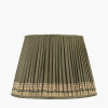 Samaira 45cm Olive Silk Border Print Mushroom Pleat Tapered Lampshade