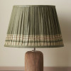 Samaira 45cm Olive Silk Border Print Mushroom Pleat Tapered Lampshade