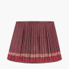 Samaira 45cm Red Silk Border Print Mushroom Pleat Tapered Lampshade