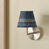 Samaira 16cm Denim Silk Border Print Mushroom Pleat Tapered Lampshade