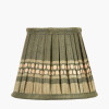 Samaira 16cm Olive Silk  Border Print Mushroom Pleat Tapered Lampshade