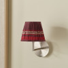 Samaira 16cm Red Silk  Border Print Mushroom Pleat Tapered Lampshade