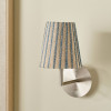 Isla 14cm Jute Striped Natural & Blue Tall Tapered Candle Clip Lampshade