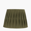 Odette 40cm Olive Green Cotton Slub Pinch Pleat  Tapered Lampshade