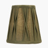 Odette 14cm Olive Green Cotton Slub Pinch Pleat Tall Tapered Candle Clip Lampshade