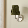 Odette 14cm Olive Green Cotton Slub Pinch Pleat Tall Tapered Candle Clip Lampshade
