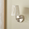 Odette 14cm White Linen Cotton Slub Pinch Pleat Tall Tapered Candle Clip Lampshade
