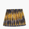 Suri 25 cm Navy and Yellow Ikat Patterned Mushroom Pleat Tapered Lampshade