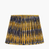 Suri 40 cm Navy and Yellow Ikat Patterned Mushroom Pleat Tapered Lampshade