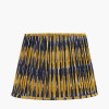 Suri 40 cm Navy and Yellow Ikat Patterned Mushroom Pleat Tapered Lampshade