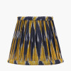 Suri 16 cm Navy and Yellow Ikat Patterned Mushroom Pleat Tapered Lampshade