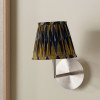 Suri 16 cm Navy and Yellow Ikat Patterned Mushroom Pleat Tapered Lampshade