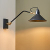Canton Matt Black and Brass Metal Cone Wall Lamp