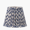 Piero Antique Bronze Metal Double Wall Light with Vienna 16cm Blue Chevron Mushroom Pleat Lampshade