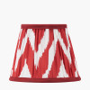 Piero Antique Bronze Metal Double Wall Light with Kamilah 16cm Red Chevron Patterned Mushroom Pleat Tapered Lamp Shade