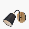 Juna Black Metal and Natural Wood Wall Light