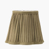 Salvatore Antique Silver Metal Double Wall Light with Malia 18cm Olive Green Mushroom Pleat Scalloped Tapered Lamp Shade