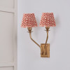 Tatiana Antique Brass Metal Double Wall Light with Vienna 16cm Red Chevron Mushroom Pleat Lampshade