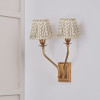 Tatiana Antique Brass Metal Double Wall Light with Vienna 16cm Taupe Chevron Mushroom Pleat Lampshade