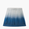 Tatiana Antique Brass Metal Double Wall Light with Scallop 16cm Blue Ombre Soft Pleated Tapered Lampshade