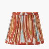 Tatiana Antique Brass Metal Double Wall Light with Izara 16cm Cinnamon Ikat Patterned Mushroom Pleat Tapered Lampshade