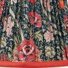 Tatiana Antique Brass Metal Double Wall Light with Floressa 16cm Red Floral Patterned Mushroom Pleat Tapered Lamp Shade
