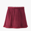 Tatiana Antique Brass Metal Double Wall Light with Malia 18cm Mulberry Red Mushroom Pleat Scalloped Tapered Lamp Shade