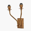 Tatiana Antique Brass Metal Double Wall Light with Malia 18cm Olive Mushroom Pleat Scalloped Tapered Lamp Shade