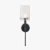 Clara Ribbed Glass Black Metal Cylinder Wall Light