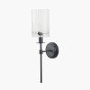 Clara Ribbed Glass Black Metal Cylinder Wall Light