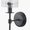 Clara Ribbed Glass Black Metal Cylinder Wall Light