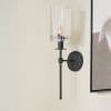 Clara Ribbed Glass Black Metal Cylinder Wall Light