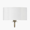 Seraphine Matt Antique Brass Metal and White Cotton Mix Scallop Half Shaded Wall Light