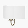 Seraphine Matt Antique Brass Metal and White Cotton Mix Scallop Half Shaded Wall Light