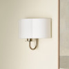 Seraphine Matt Antique Brass Metal and White Cotton Mix Scallop Half Shaded Wall Light