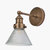 Lenox Conical Ribbed Glass with Antique Brass Fitting Wall Light